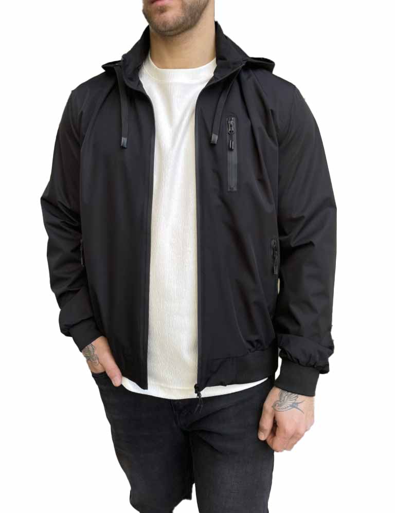 Ανδρικό μαύρο Jacket με κουκούλα WS8032 φωτογραφία